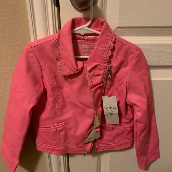 Guess Pink Faux leather jacket size 6 - Picture 2 of 4